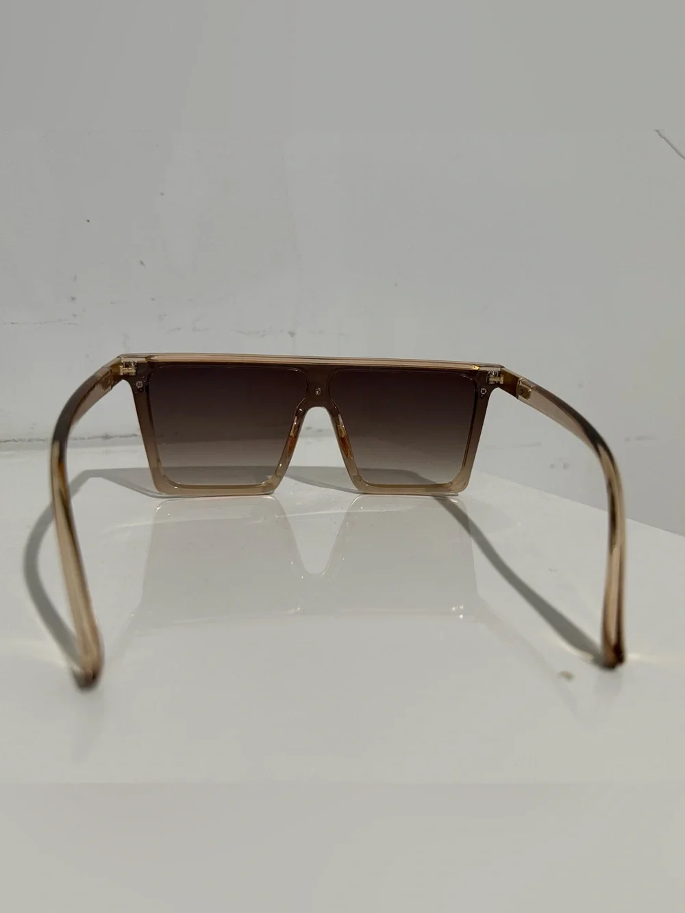 Dollger Oversized Square Flat Top Sunglasses Brown Gradient Lenses UV400